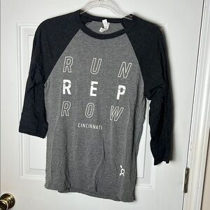 Orange Theory Fitness OTF Bella Canvas Black and Gray Unisex baseball tee